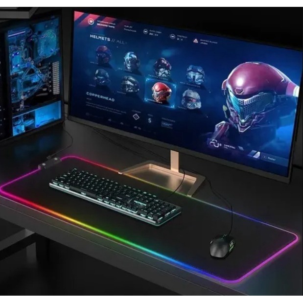 Mouse Pad B-max Bm791 Gamer Com 13 Cores Rgb Usb Macio Iluminado led Rgb Grande 80X30CM