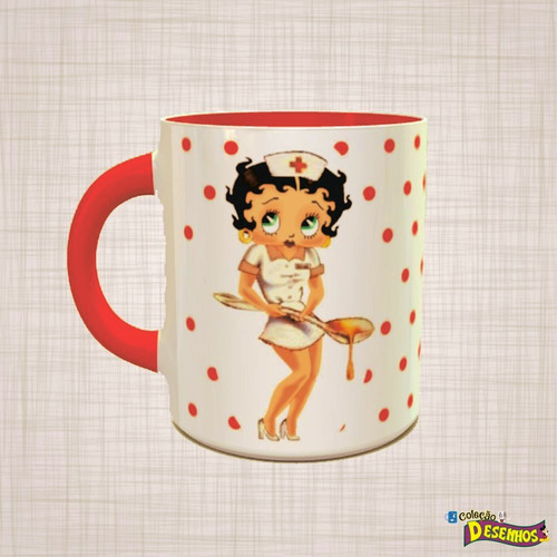 Caneca Porcelana Betty Boop Enfermeira desenho antigo caneca de desenhos antigos caneca de personagens famosos enfermagem