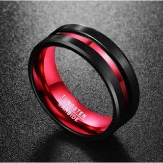 Anel De Aço Titânio Polido Masculino E Feminino 8mm Vermelho Polido