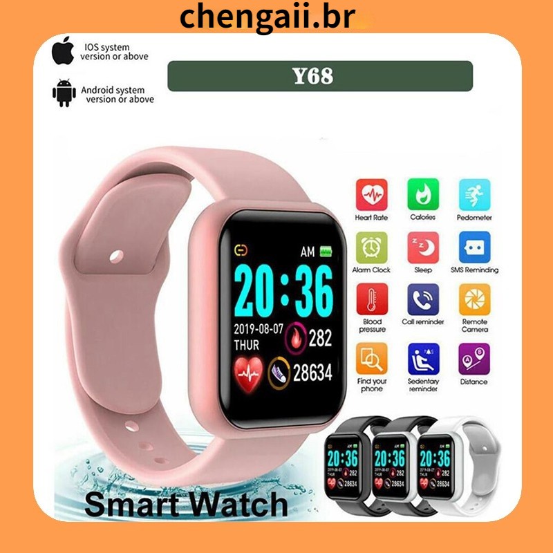 SmartWatch Y68 D20 Relógio com Bluetooth USB com Monitor Cardíaco Smart