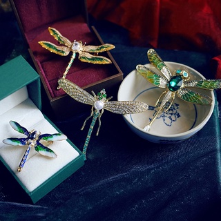 Broche Feminino Retrô Esmaltado Libélula Artesanal Com Strass