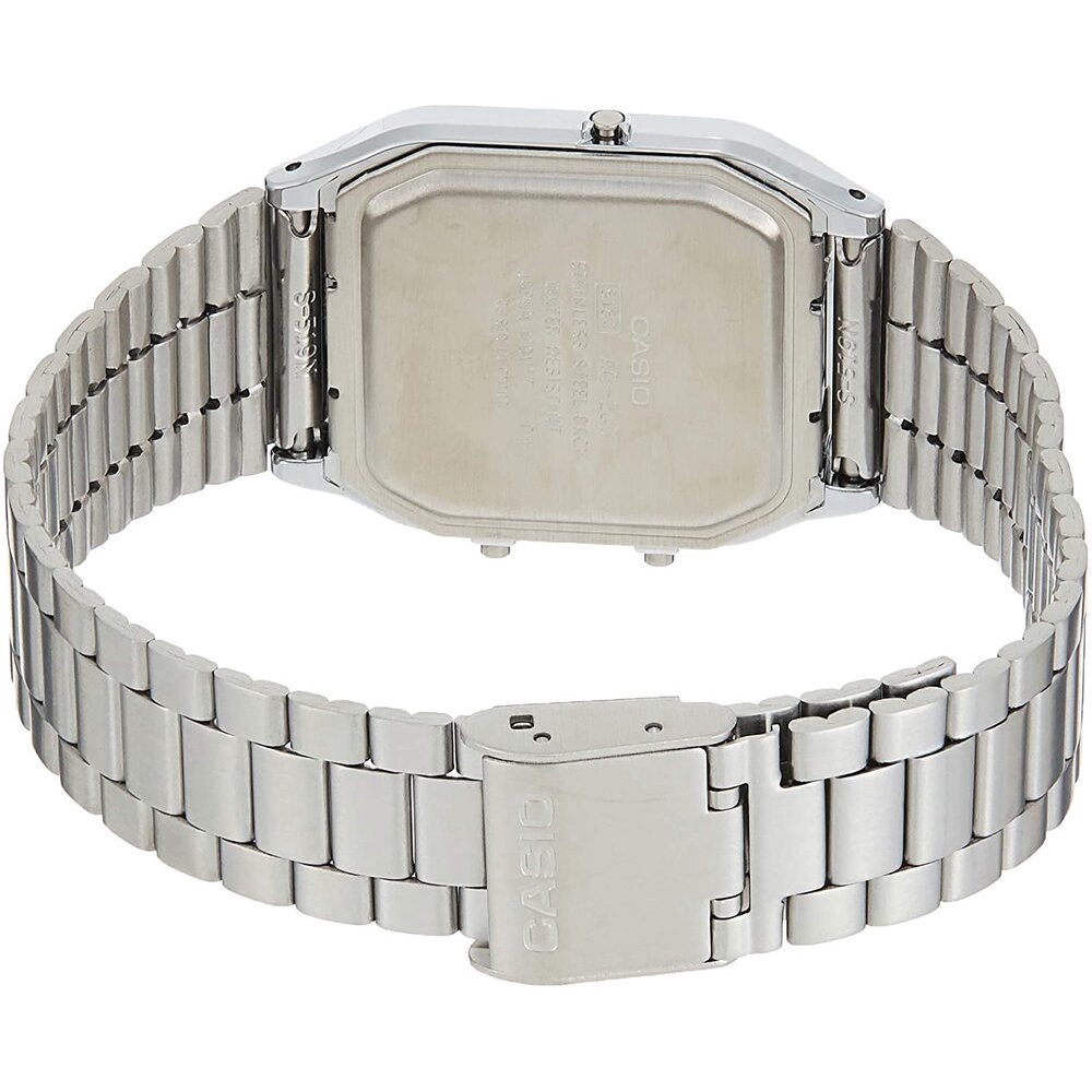 Detalhes do Relógio Casio Unissex Quadrado Prata Aq-230A-1Dmq