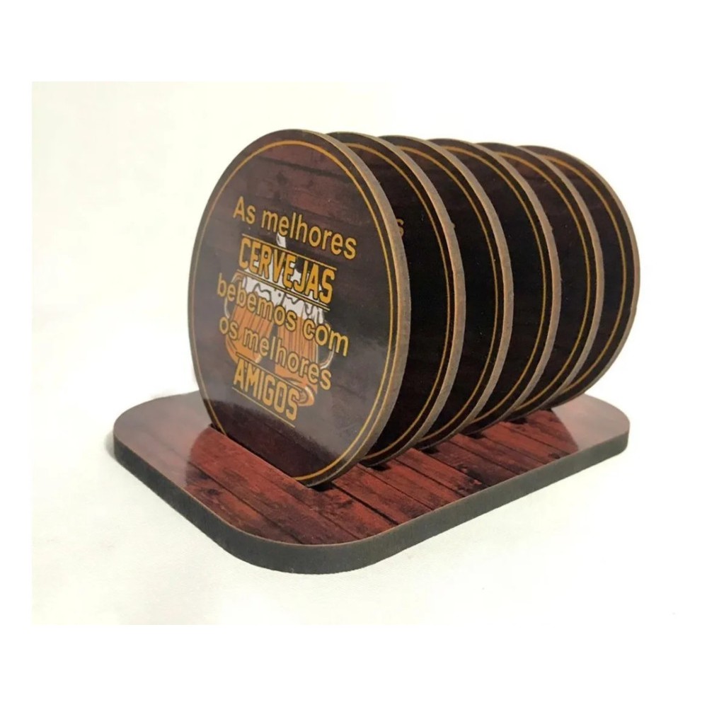 Porta Descanso Copo Madeira MDF Bolacha Bar Boteco Personalizado