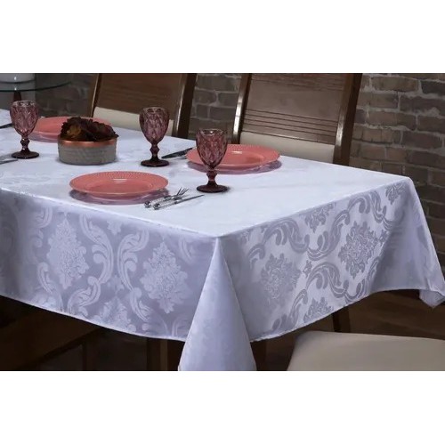 Toalha De Mesa Jacquard Quadrado 1,80 X 1,80 Para 6 Lugares Várias Cores