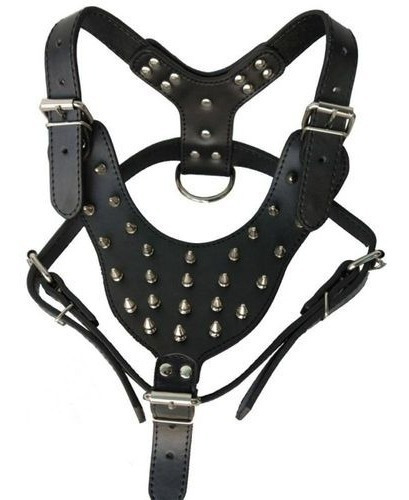 Peitoral Em Couro Coleira Cachorro Boxer Rottweiler Pastor Pitbull com Spikes Pet