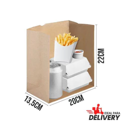 Saco Delivery Kraft - 22x13,5x20cm - 10 unidades - Ref 5782 - WMA - Rizzo Embalagens