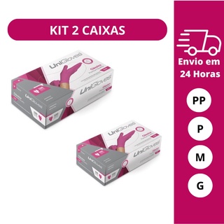Kit 2cx Luva Latex Pink/Rosa Procedimento Descartavel C/200 C/pó
