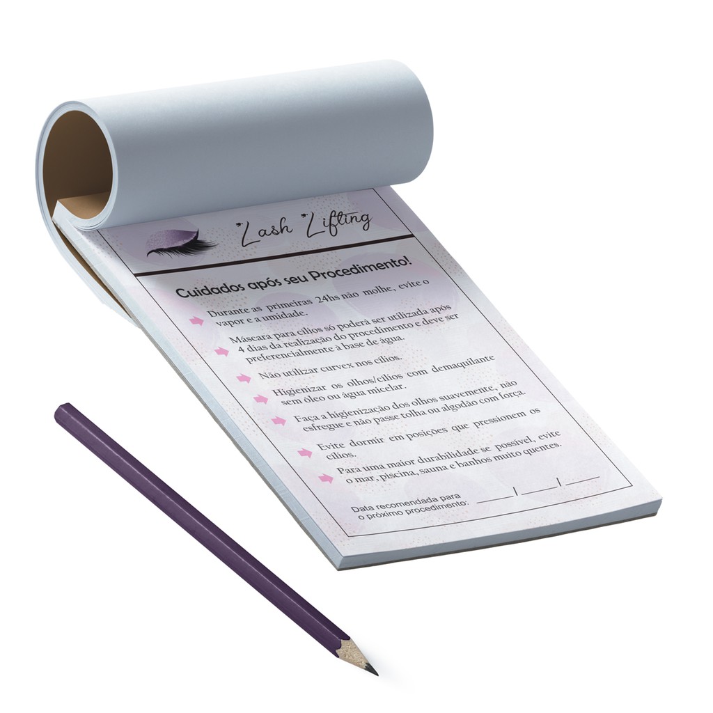 Bloco Cuidados Pós Lash Lifting / Lash Lift / Permanente Cílios em Oferta na Shopee