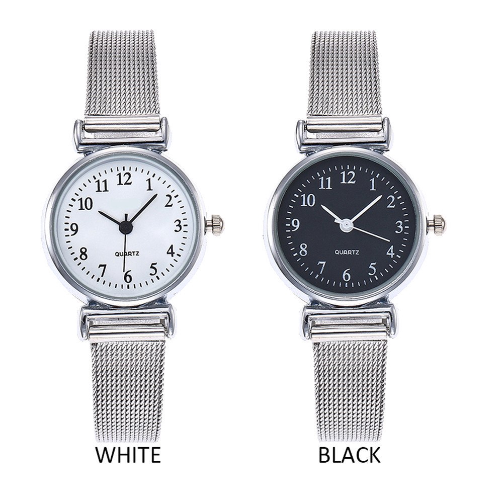 Novo Relógio Feminino de Moda em Aço Inoxidável Prateado, Relógio Minimalista com Pequeno Display.