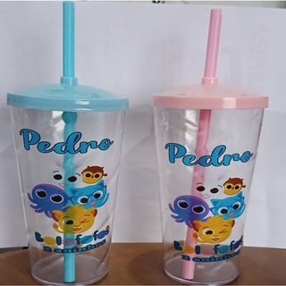 20 Copo Twister Cristal Com Tampa E Canudo 500mls Personalizados