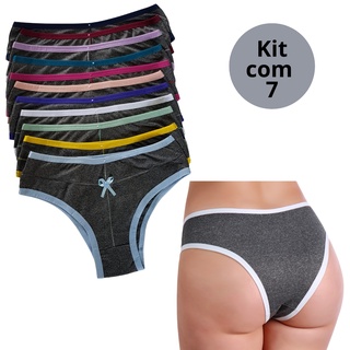 Kit 7 Calcinhas Microfibra Feminina Cós Alto Pós parto Alta Qualidade - Ana N/P