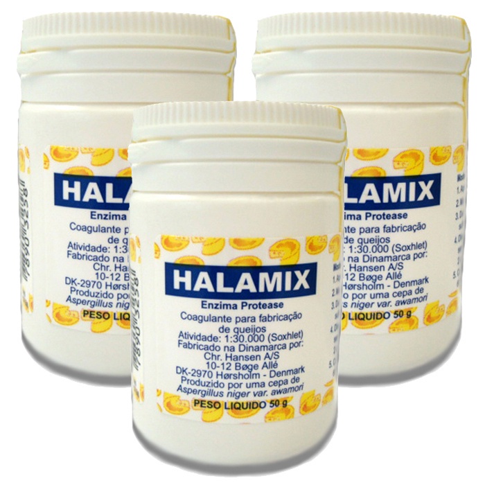 Kit Coalho Halamix Em Pó Para Fabricação De Queijos 50g (3 unidades) em Oferta na Shopee