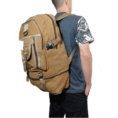 Mochila Expansível Em Lona Reforçada 50l Camping/viagem/escola Barato.