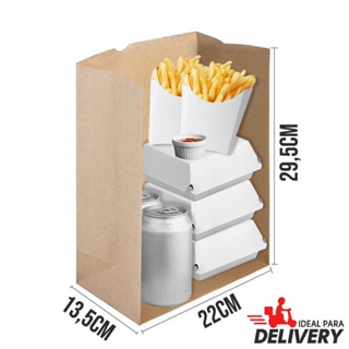 Saco Delivery Kraft - 22x13,5x29,5cm - 10 unidades - Ref 5799 - WMA - Rizzo Embalagens em Oferta na Shopee