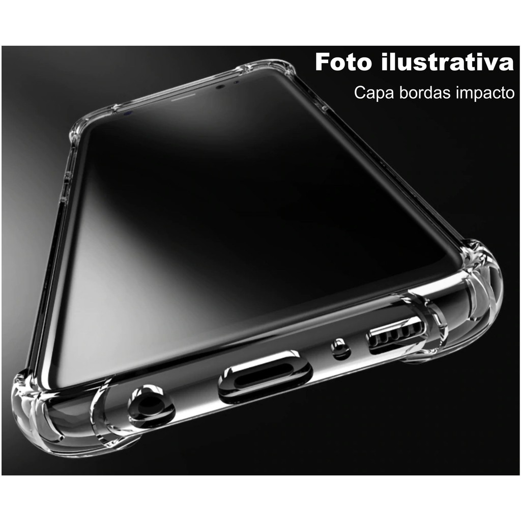 Capa Samsung Galaxy J5 J500 J500m + Película vidro - Capinha Transparente Bordas Impacto Antishock
