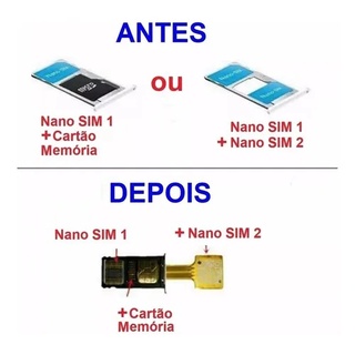 Adaptador Slot dois chips Hibrido Micro Nano celulares com slot híbrido
