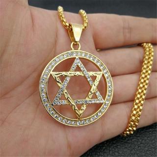 Novo Colar Pingente De Seis Estrelas Dourado Banhado A Ouro hip-hop Joias