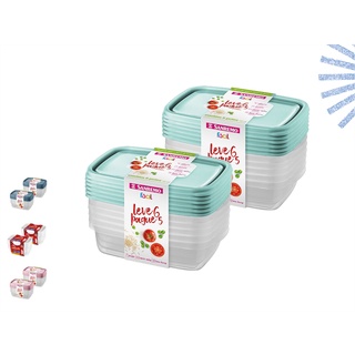 Conjunto de Potes Plasticos Sanremo 785ml 12 Peças BPA Free Hermético Tampa Com Abas Cozinha Geladeira Freezer Microondas Vasilha Marmita Fitness