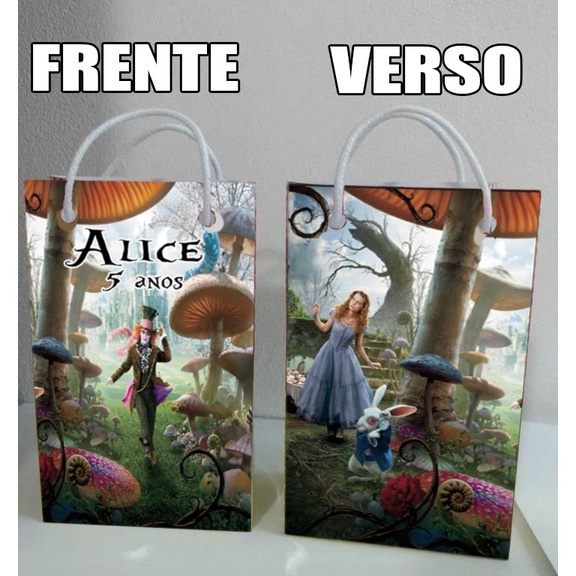 10 Sacolinha Personalizada Alice no Pais das Maravilhas