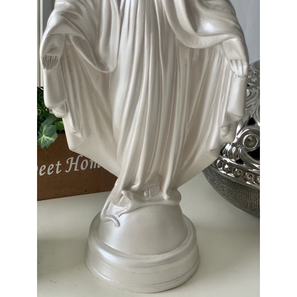 imagem de nossa senhora das graças 35 cm manto branco metalizado gesso casamento — imagem 2 de 2