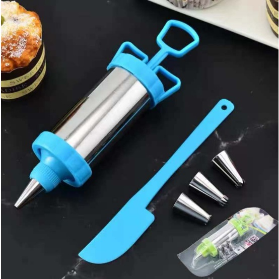Kit Confeiteiro Caneta Decoradora Dispenser 4 Bicos Espátula para Bolo Cupcake