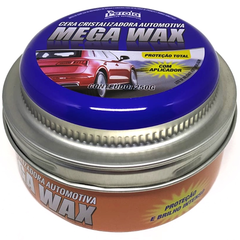 Cera Cristalizadora Mega Wax Com Aplicador 250g Perola