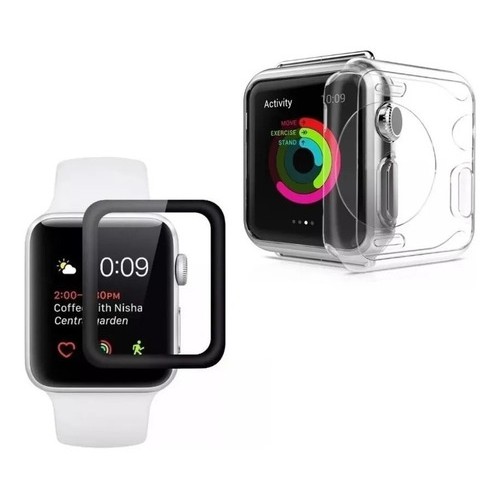 Capa Silicone FECHADA + top Pelicula Gel Apple Watch Iwatch 38 40 42 44  Apple Watch 42mm  38mm Para Apple Watch, Iwo8,