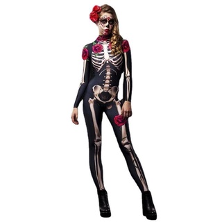Esqueleto Rosa Adulto Crianças Assustador Vestido De Halloween Cosplay Sexy Macacão Festa De Carnaval Bebê Menina Rompers Dia Dos Mortos