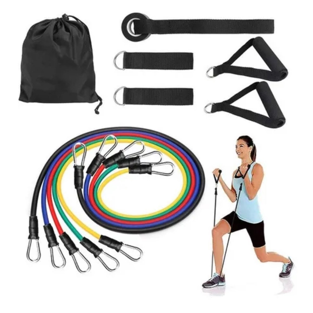 Kit Elástico Extensor 11 Itens Treino Intenso Funcional Musculacao Power Tube Resistance Mbfit Equipamentos De Treino Inovadores E De Qualidade