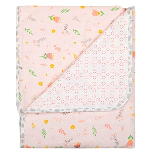 Manta Flanelada Papi 90x80cm Dupla Face Tulipa Rosa