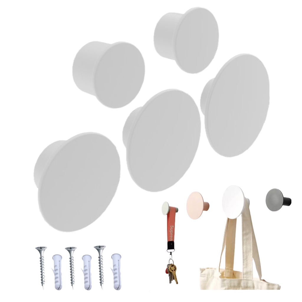 Kit 5 Pino Suporte Parede Cabideiro Roupa Bolsa Casaco Boné Gancho Casa Branco