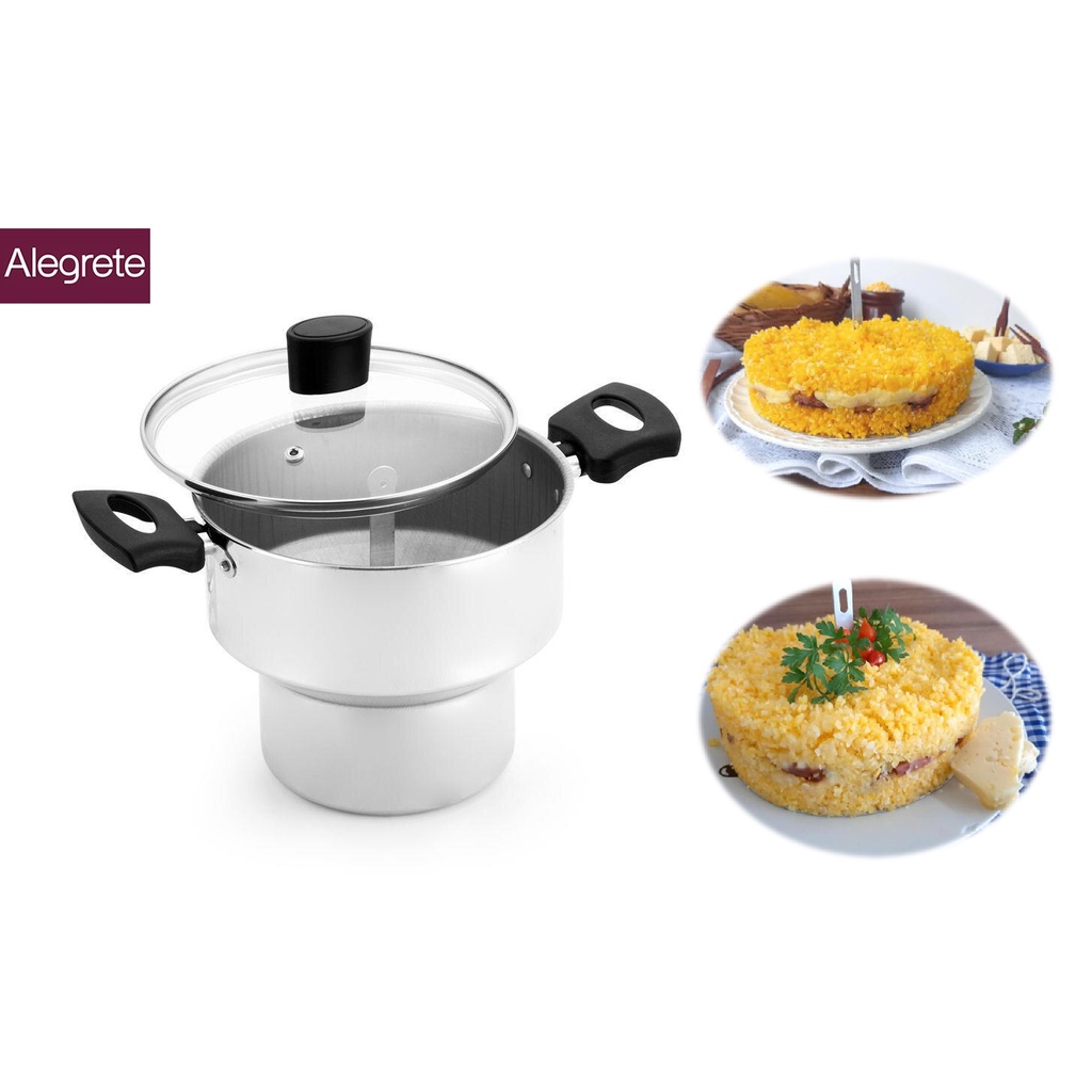 Cuscuzeiro Alegrete Linha Vitória 18cm Polido - Tampa de Vidro em Oferta na Shopee