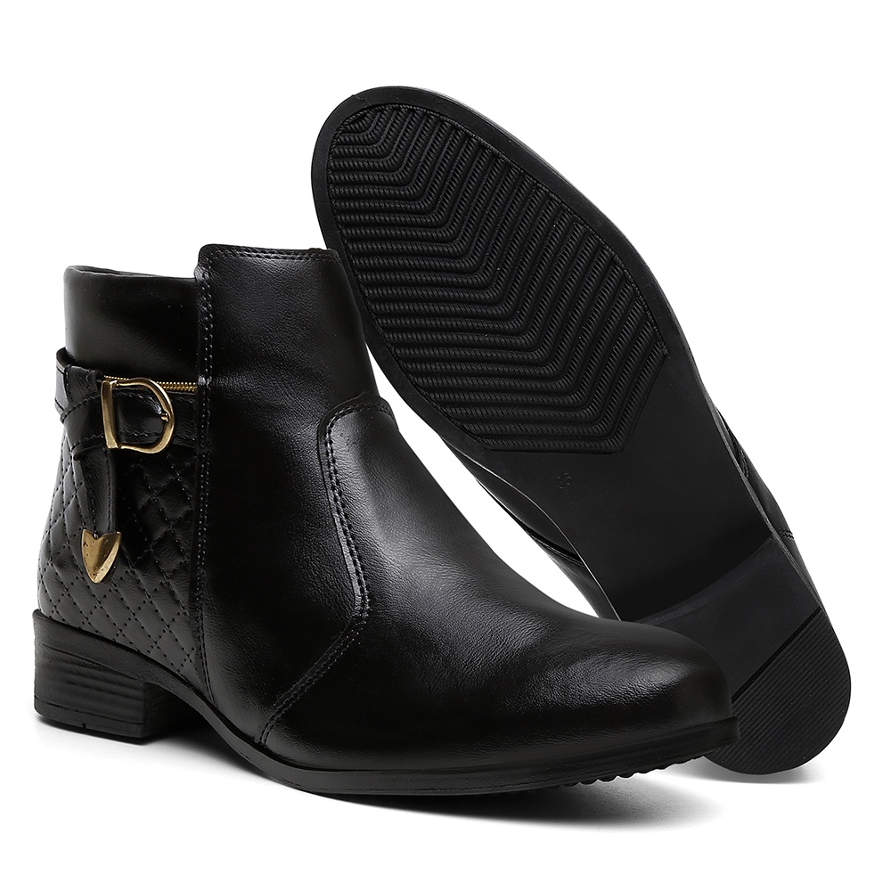Bota Cano Curto Botinha Feminina Couro Ecológico Moda