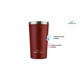 COPO TERMICO INVICTA AÇO INOX 500 ML PARA CERVEJA - VERMELHO MATTE