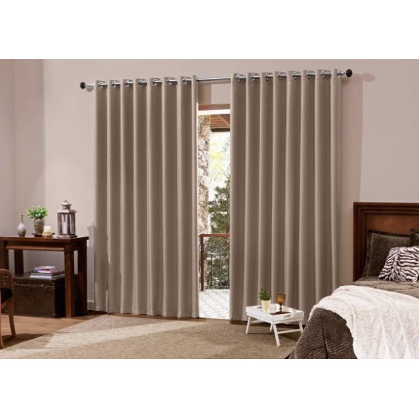 CORTINA OXFORD de 3m x 2,5m COM ILHÓS PARA VARÃO SIMPLES