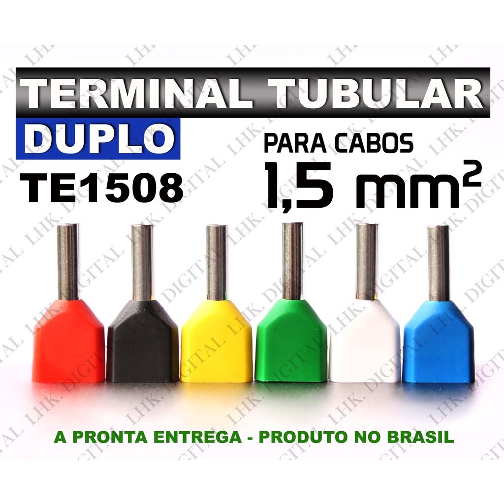 Terminal ilhós tubular isolado duplo TE1508 - para cabos de 1,5 mm2 ...