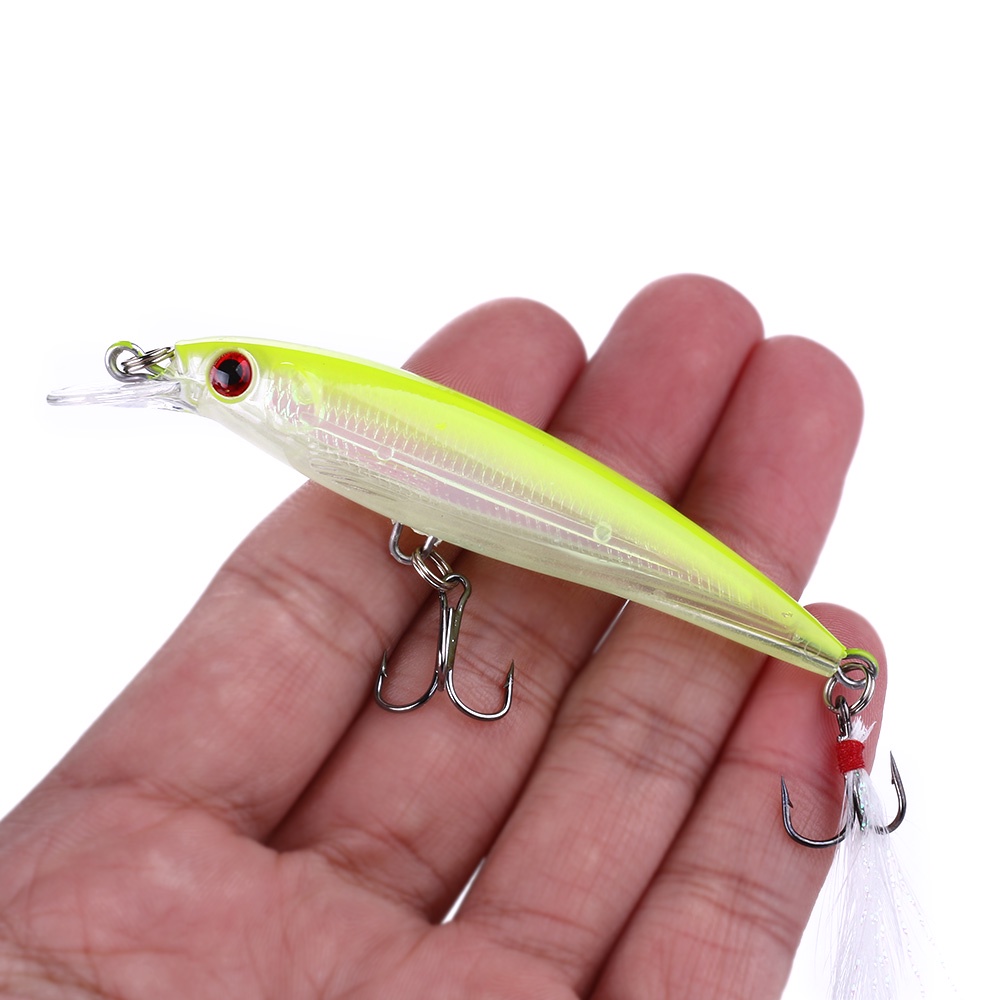 8.5cm 7g Isca De Pesca Wobbler Minnow Pena Artificial Gancho Crankbait