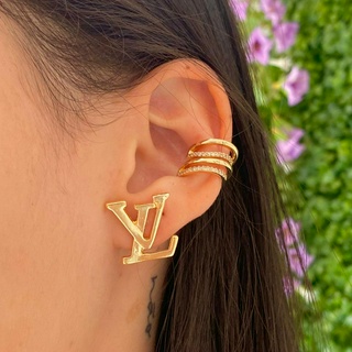 Brinco LV DG GG CC YSL folheado a ouro 18k