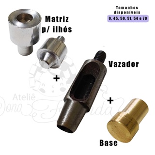 Kit Matriz + Vazador + Base p/ Ilhós Vários Tamanhos em Oferta na Shopee