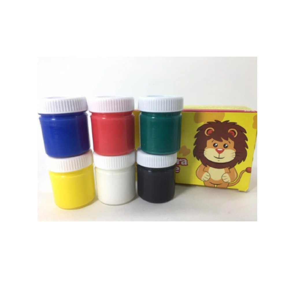 Tinta Tempera Guache 6 cores 15ml Escolar Crianças
