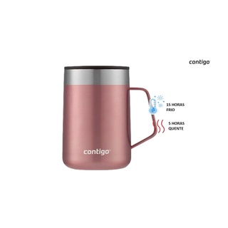 CANECA TERMICA INOX CONTIGO 414 ML PAREDE DUPLA COM TAMPA E ALÇA- ROSE