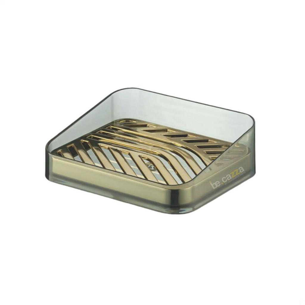 Saboneteira Porta Sabonete Preto E Dourado Uz Slim Luxo