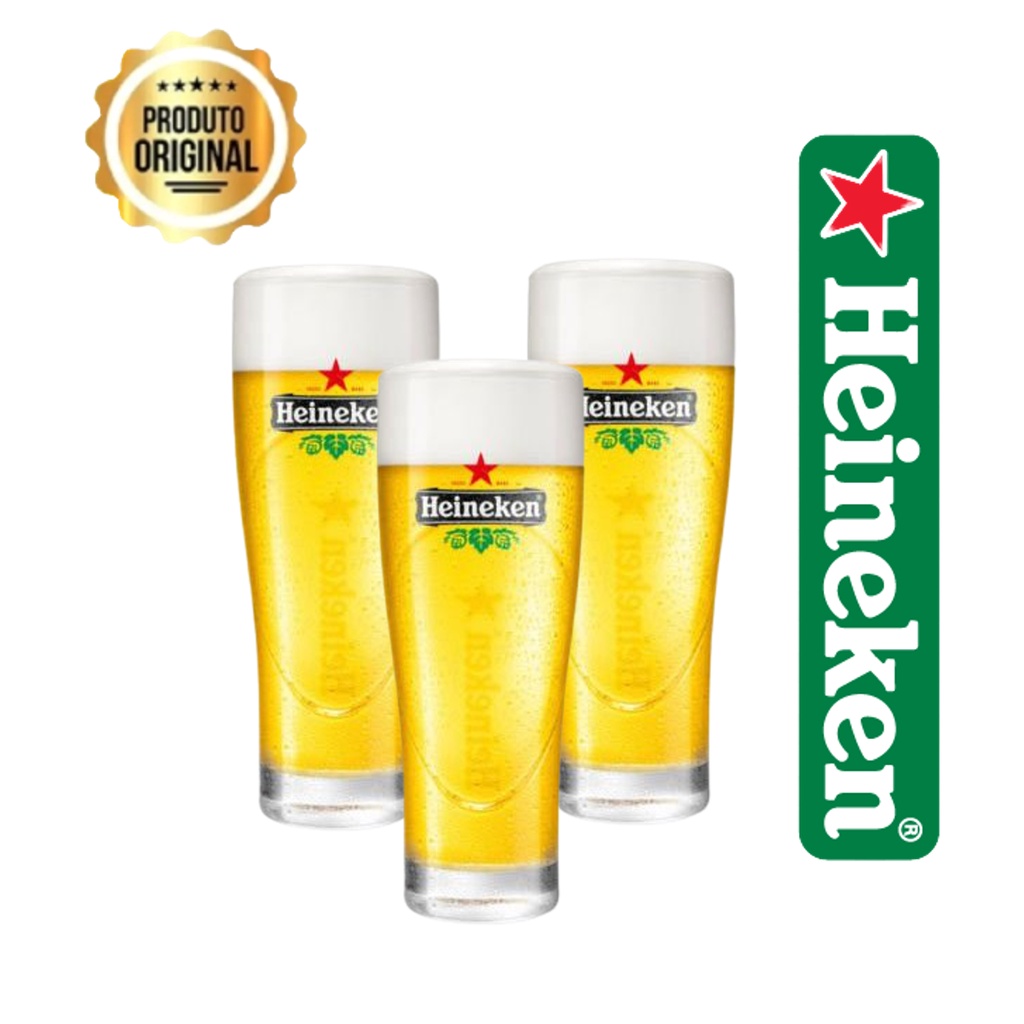 Kit 3 Copos Taça Cerveja Chopp Heineken Original Tulipa Munich 250ml