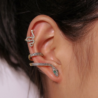 【Agulha de Prata 925】 Brincos elegantes tridimensionais em forma de cobra em formato de cobra para orelhas femininos dourados com temperamento