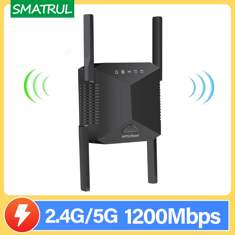 Smatrul 5ghz 2.4g Roteador Wifi Repetidor Sem Fio 1200mbps 2.4g Casa Extensor De Rede 5g Wi-Fi Com Faixa De Frequência Longa-Range