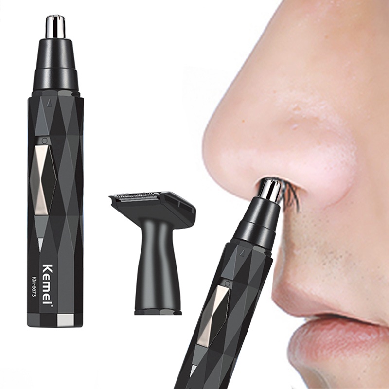 Kemei 2 Em 1 Aparador De Orelha De Nariz Elétrico Recarregável Removedor De Pêlos Barba Homens Barbear Cuidados Faciais Seguro - Beauty