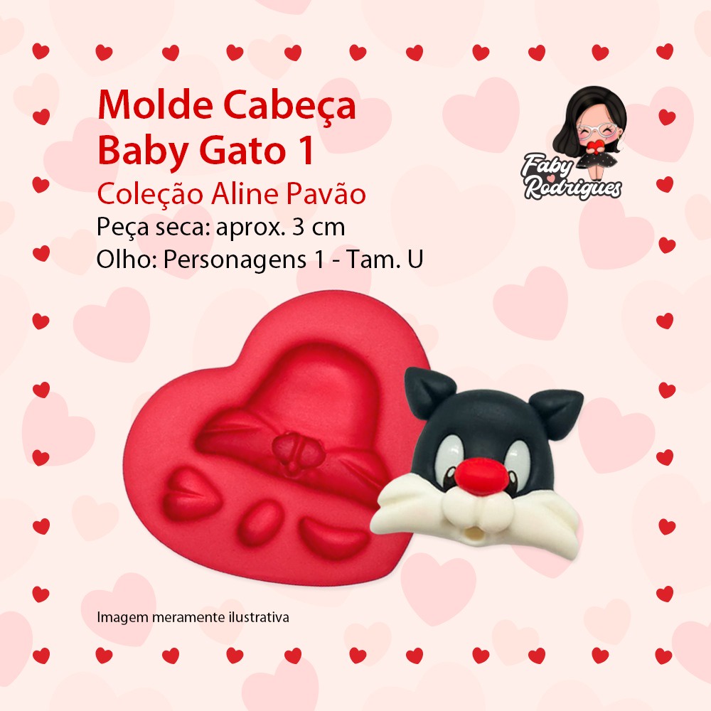 Molde De Silicone Cabeça Baby Gato 1 - Aline Pavão em Oferta na Shopee