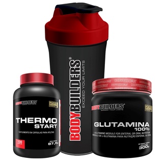 Kit Thermo Start 100 Cápsulas, Glutamina 300g, Coqueteleira - Bodybuilders