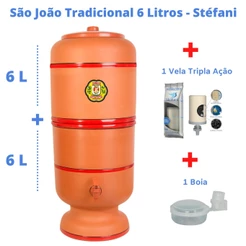 Filtro de Barro para Água São João Tradicional Plus 6 Litros com 1 Vela Tripla Ação e Boia - Stéfani