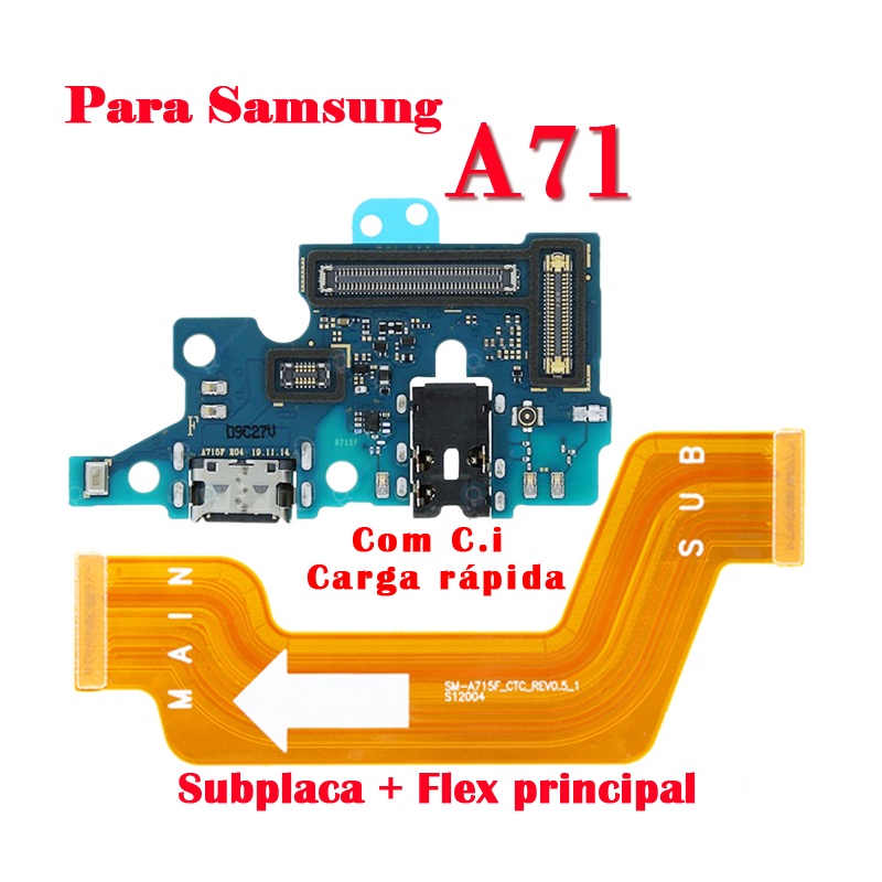 Conector Carga, Dock de Carga \ Flex de carga LCD Para SAMSUNG Galaxy A71 (SM-A715F) turbo Original